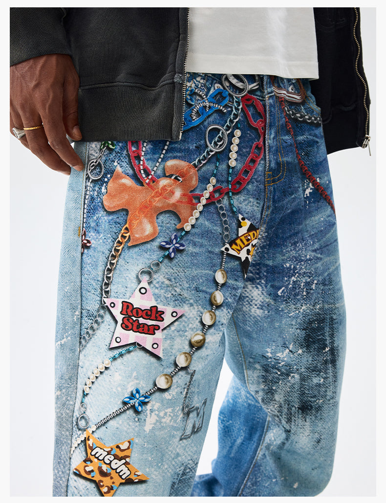 MEDM Chain Digital 3D Printed Baggy Jeans | Face 3 Face