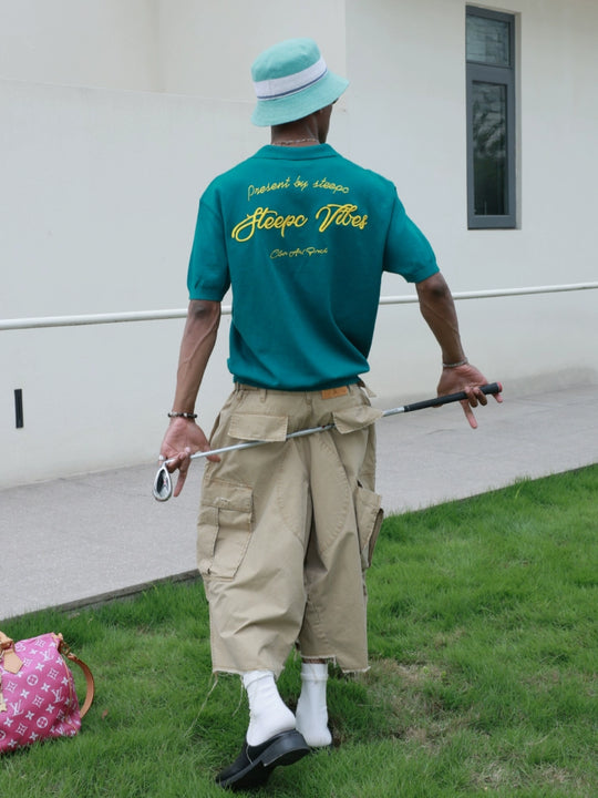 STEEPC Embroidered Boxy Knit Polo | Face 3 Face