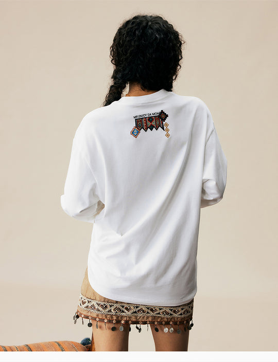 MEDM Ethnic Patch Embroidered Long Sleeve Tee | Face 3 Face