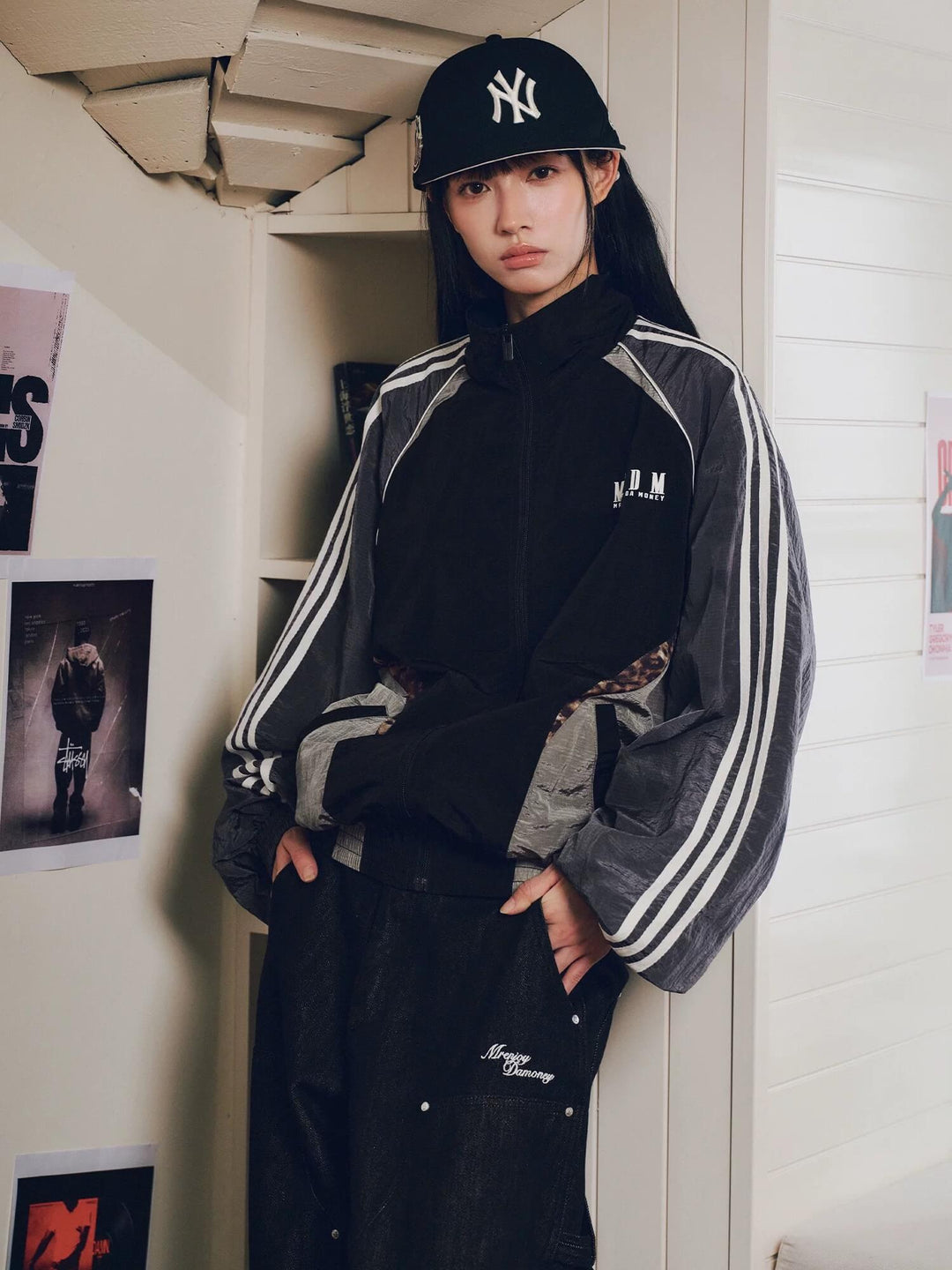 MEDM Leopard Print Color Block Track Jacket | Face 3 Face