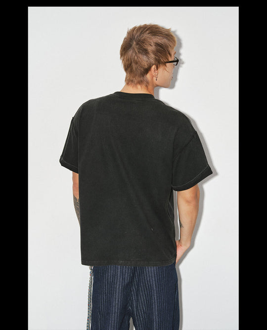 NOVACAM Vintage Washed Photo Print Short Sleeve Tee | Face 3 Face