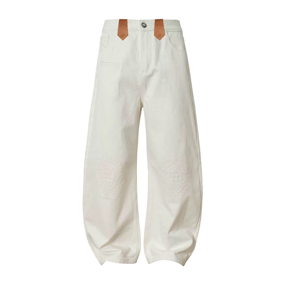 YADcrew Embossed Knee Leather Belt Loop Jeans | Face 3 Face