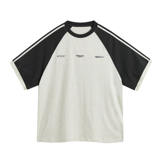 JHYQ Striped Shoulder Color Blocking Beaded Tee