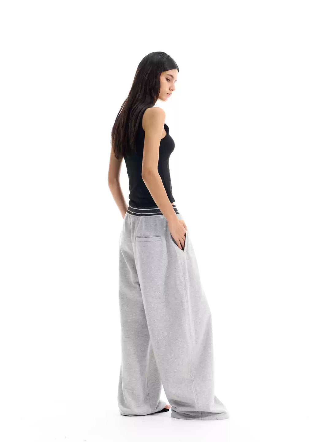 BLIND NO PLAN Ribbed Waist Baggy Sweatpants | Face 3 Face