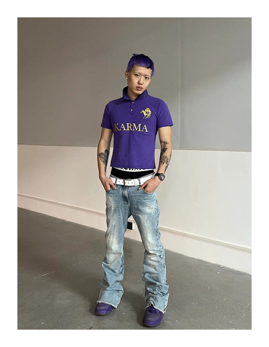 KARMANISTIC Embroidered and Printed Short Polo Shirt | Face 3 Face