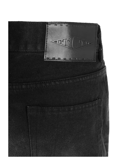 KARMANISTIC Rivet Zipper Fly Washed Flared Jeans | Face 3 Face