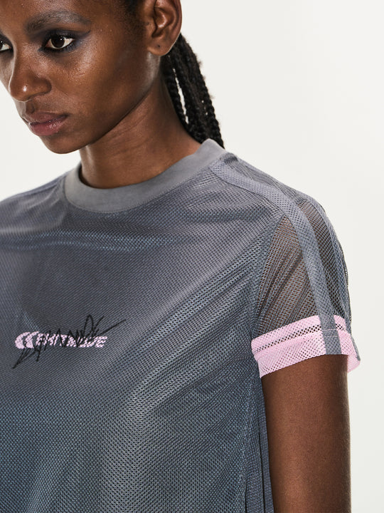 BLIND NO PLAN Contrast-Color Mesh Sports Slim-Fit Tee | Face 3 Face