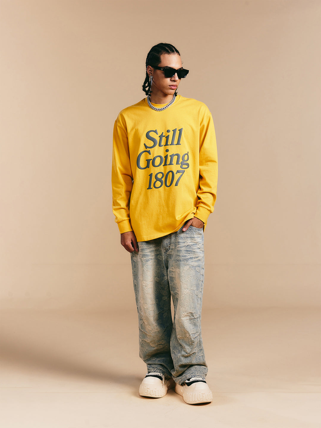 1807 Still Going Foam Print Long Sleeve Tee | Face 3 Face