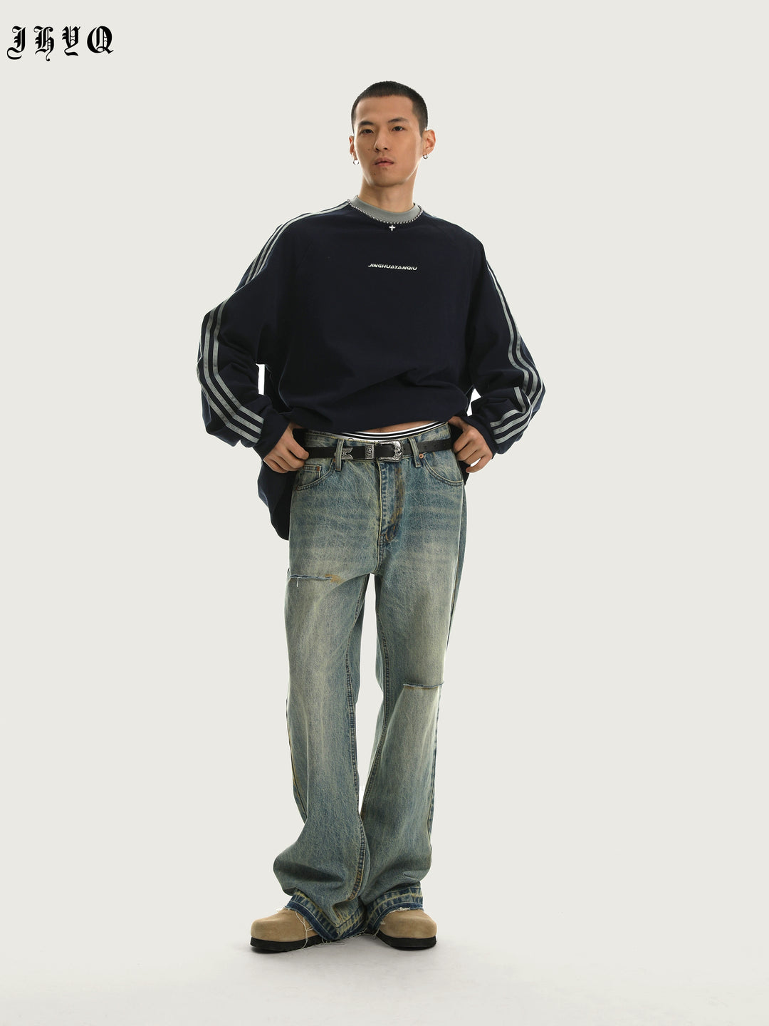 JHYQ Beadwork Washed & Old Long Sleeved Tee