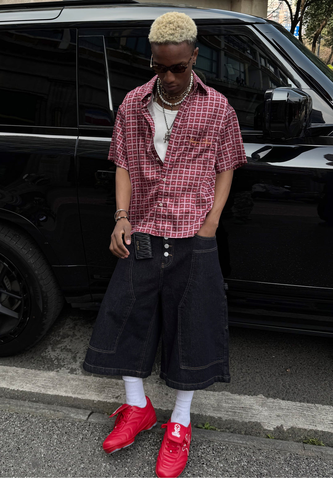 STEEPC Plaid Boxy Wide Short Sleeve Shirt | Face 3 Face