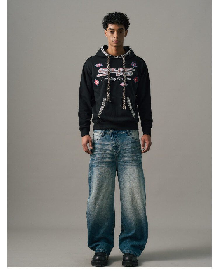 S45 Slanted Panel Curved Washed Jeans | Face 3 Face