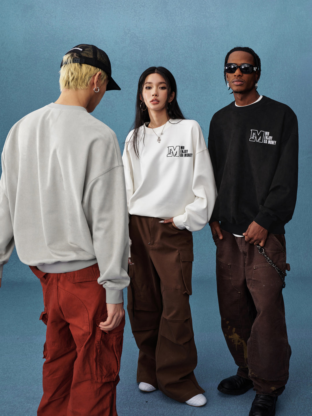 MEDM Logo Label Embroidered Suede Sweatshirt | Face 3 Face