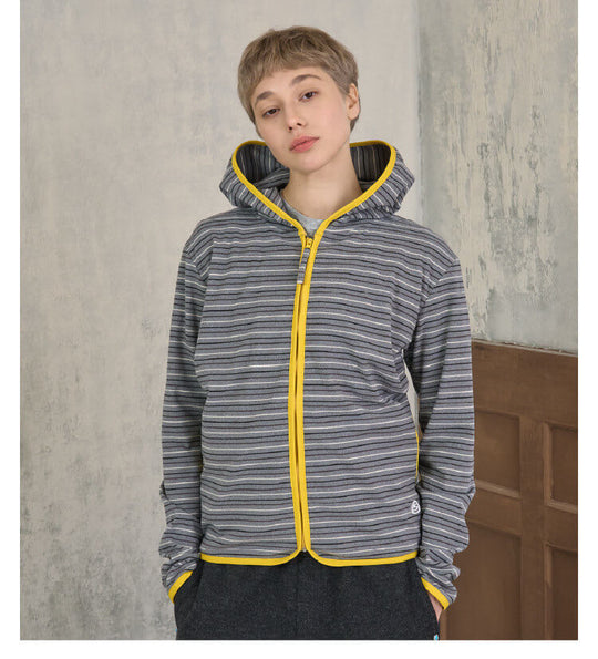 S45 Soft Textured Striped Zip Up Hoodie | Face 3 Face