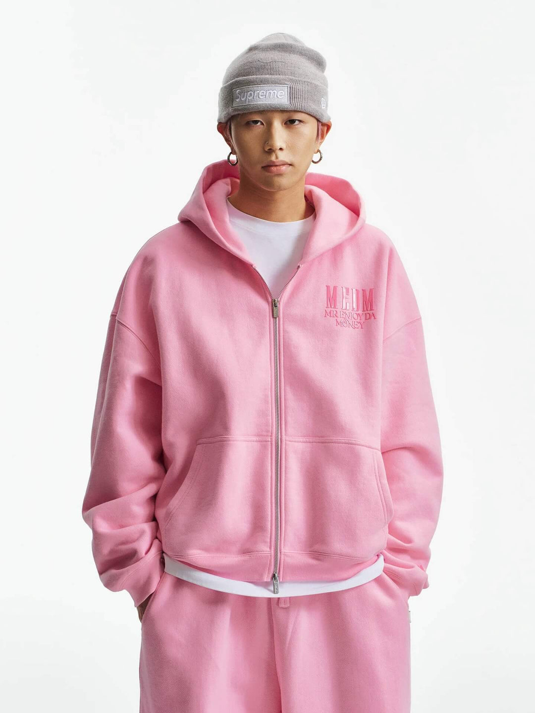 MEDM 3D Metallic Logo Zip Up Hoodie | Face 3 Face