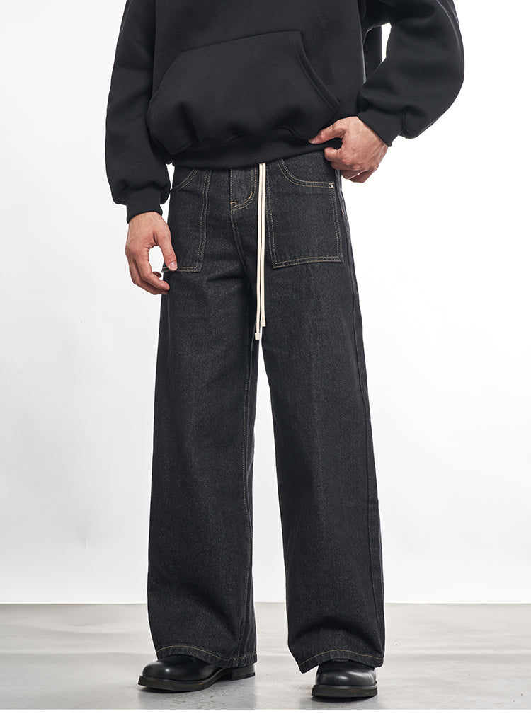 F3F Select Drawstring Belt Patch Pocket Jeans | Face 3 Face