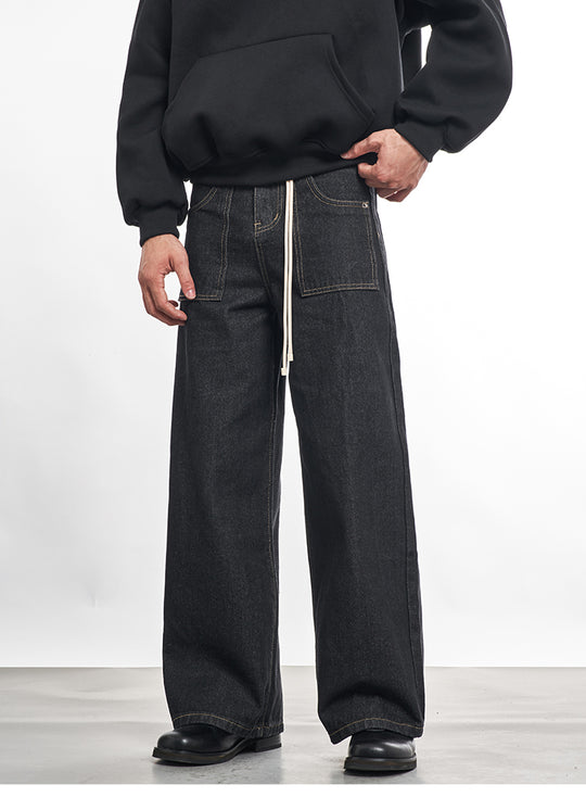 F3F Select Drawstring Belt Patch Pocket Jeans | Face 3 Face