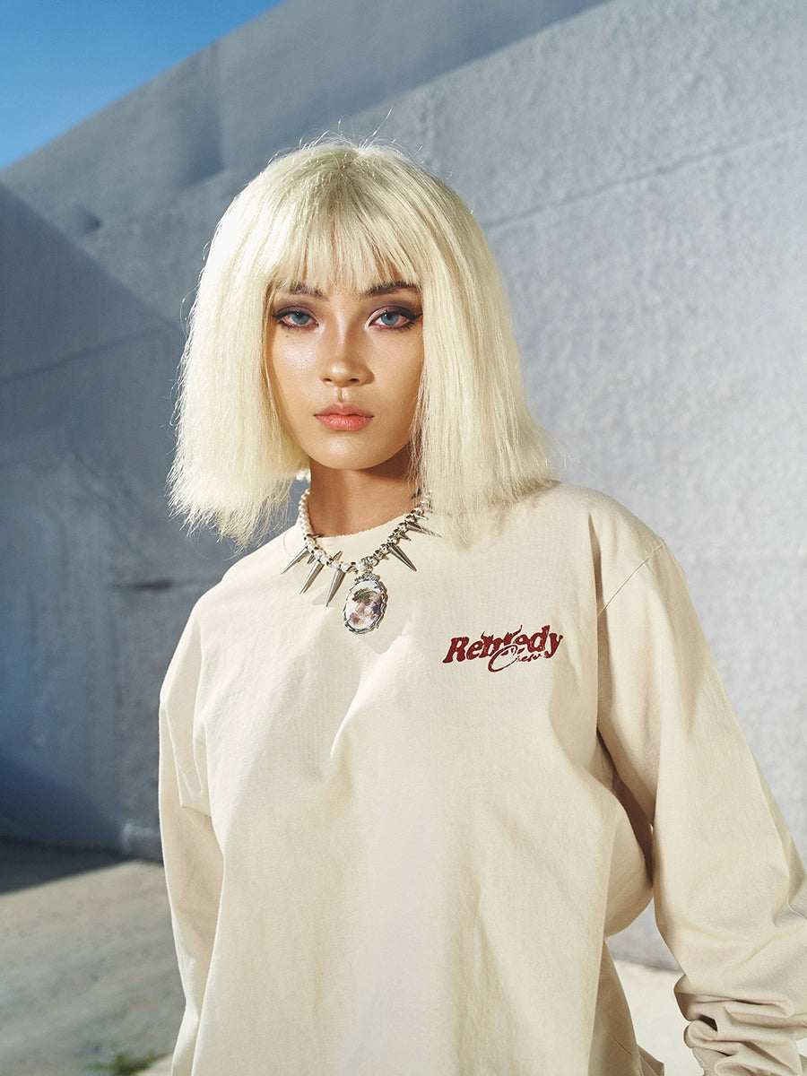 Remedy Cracked Logo Print Long Sleeve Tee | Face 3 Face