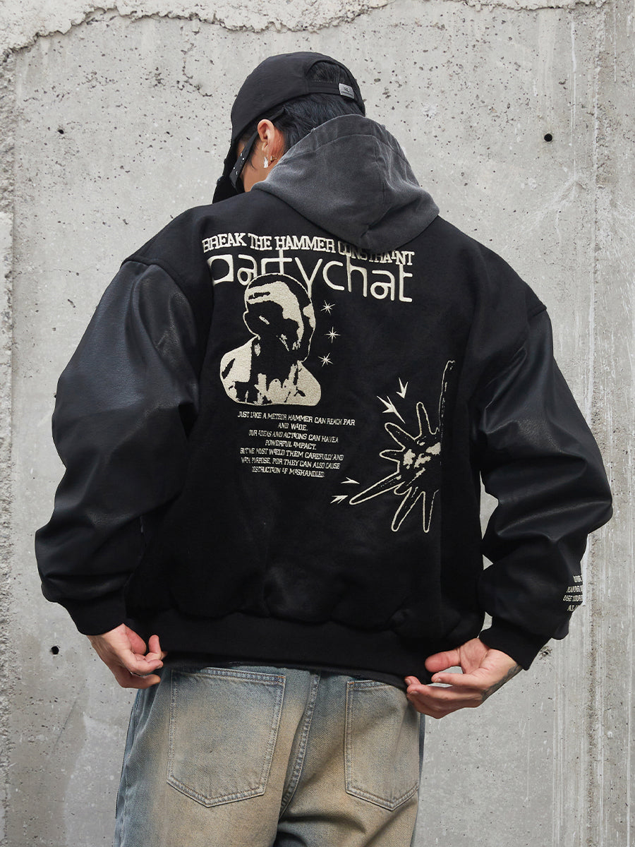 F2CE Embroidery Heavy Woolen Baseball Jacket