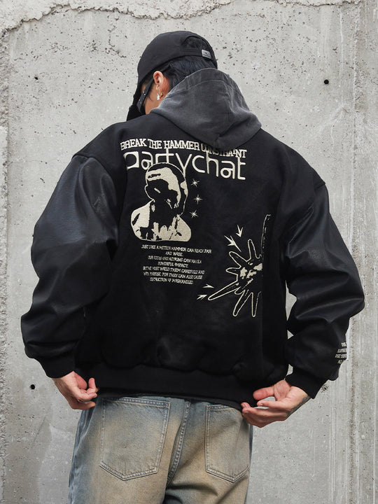 F2CE Embroidery Heavy Woolen Baseball Jacket