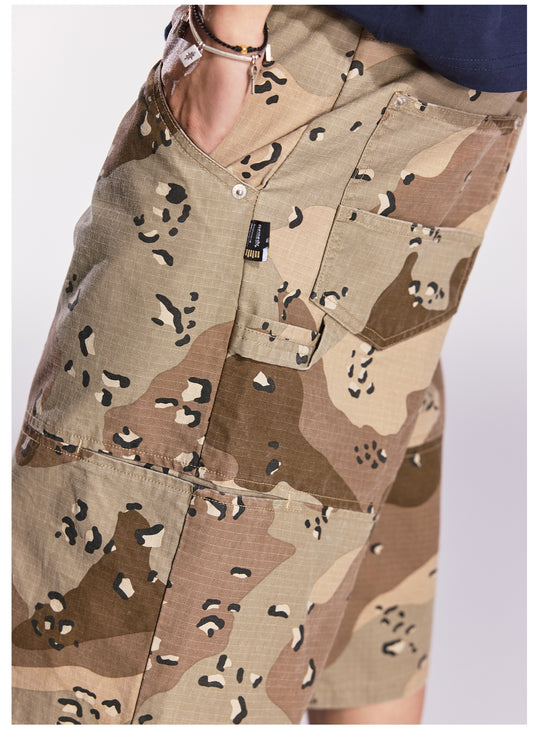 Remedy Leopard and Camouflage Work Painter Baggy Shorts | Face 3 Face