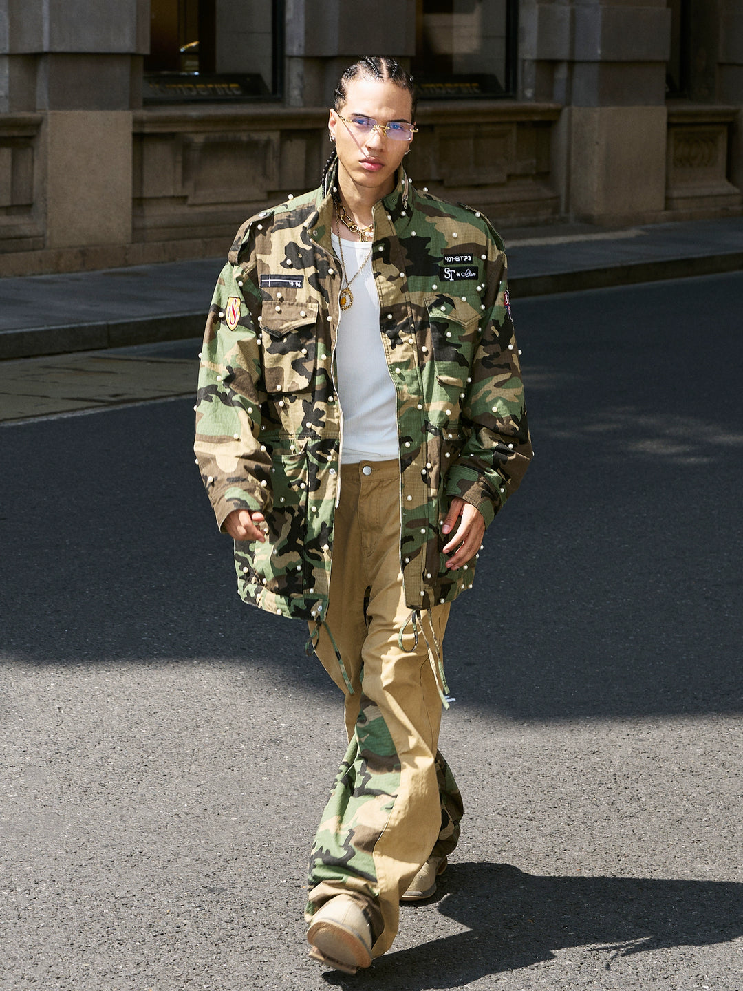 STEEPC Camouflage Pearl Studded M65 Field Jacket | Face 3 Face