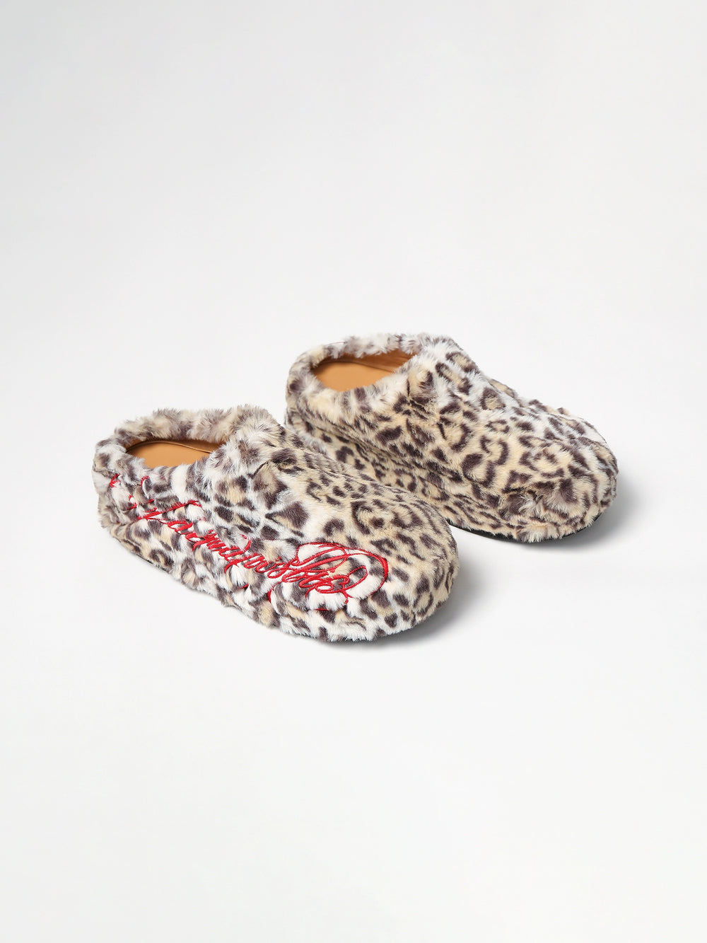 KARMANISTIC Leopard Fur Embroidered Slipper Clogs | Face 3 Face