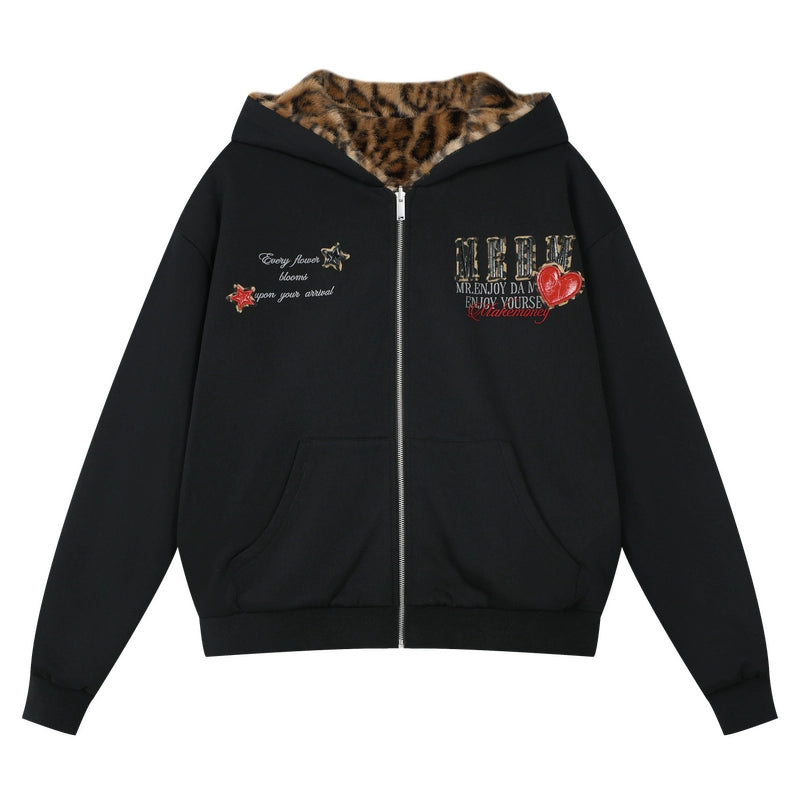 MEDM Reversible Leopard Fur Hooded Jacket | Face 3 Face