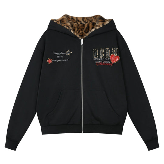 MEDM Reversible Leopard Fur Hooded Jacket | Face 3 Face