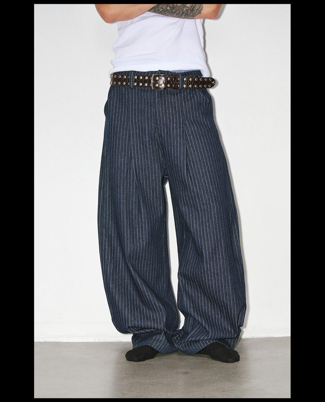 NOVACAM Striped Curved Baggy Jeans | Face 3 Face