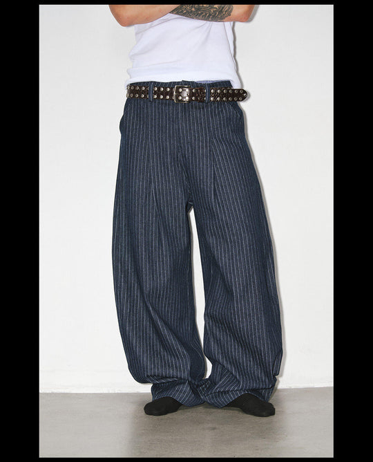 NOVACAM Striped Curved Baggy Jeans | Face 3 Face