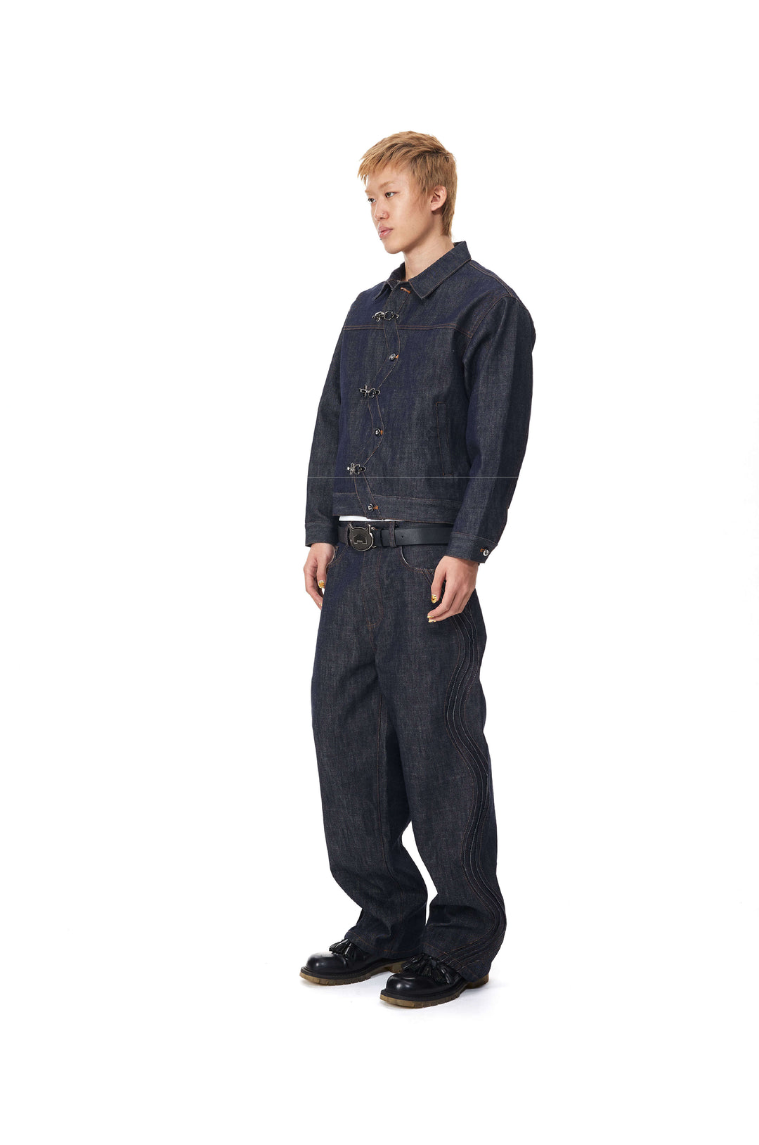 EVILKNIGHT(EK) 3D Cut Twisted Front Denim Jacket | Face 3 Face