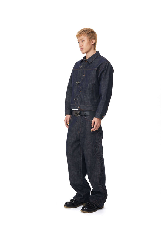 EVILKNIGHT(EK) 3D Cut Twisted Front Denim Jacket | Face 3 Face