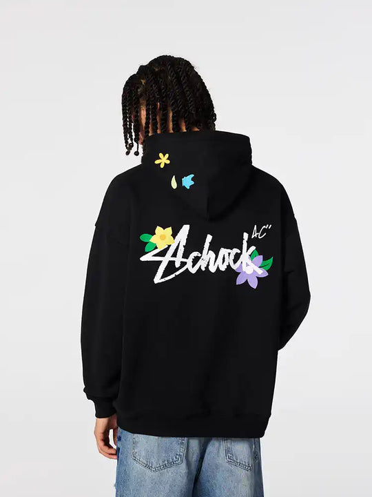 Achock Floral Embroidery Logo Printed Hoodie | Face 3 Face