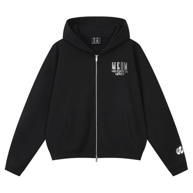 MEDM 3D Metallic Logo Zip Up Hoodie | Face 3 Face