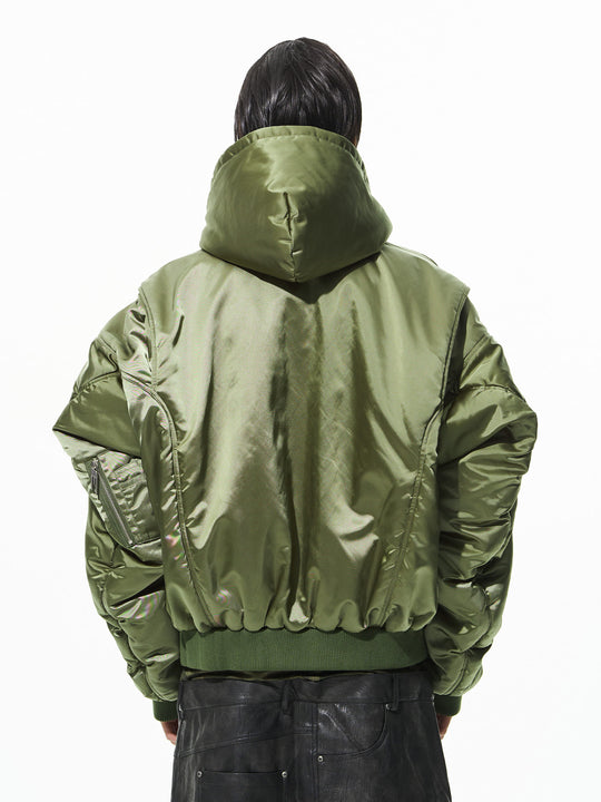 BLIND NO PLAN Military Nylon Hooded Bomber Jacket | Face 3 Face