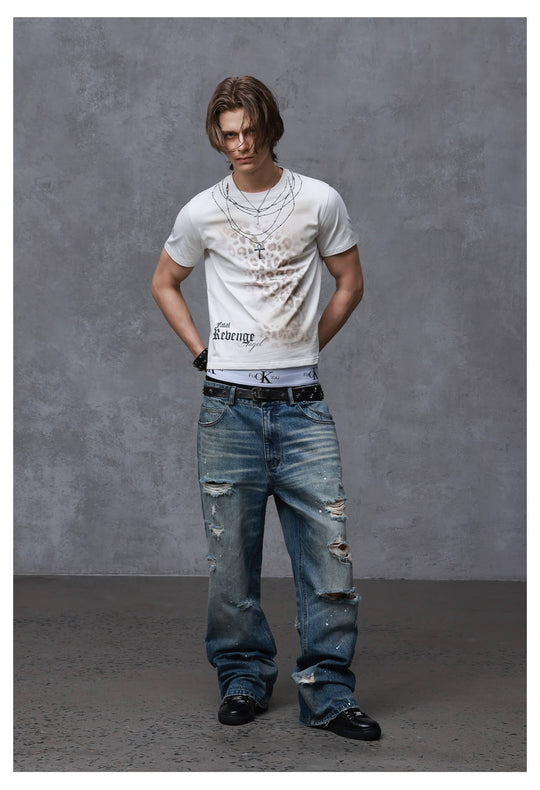 ANTIDOTE Back Embroidery Washed Distressed Jeans | Face 3 Face