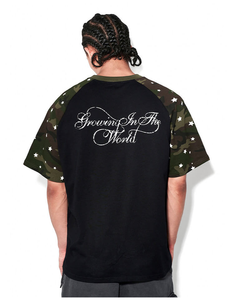 F3F Select Star Print Raglan Color Block Tee | Face 3 Face