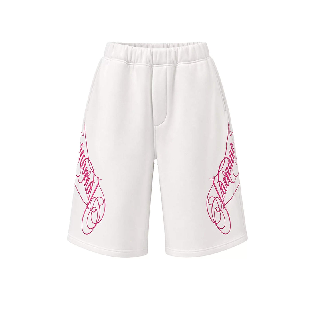 KARMANISTIC 3D Letter Embroidered Baggy Sweat Shorts | Face 3 Face