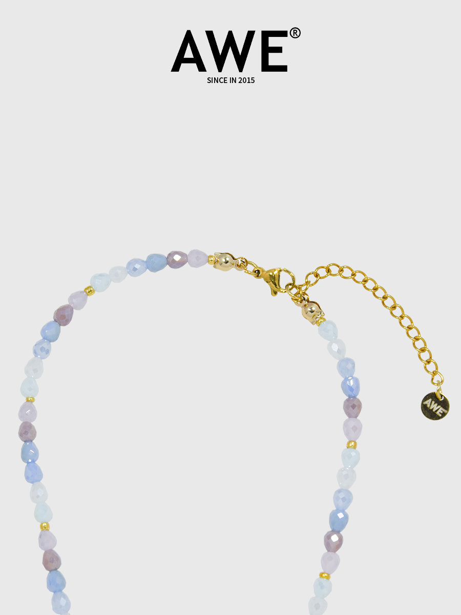 AWE Crystal Beaded Pearl Daisy Necklace | Face 3 Face