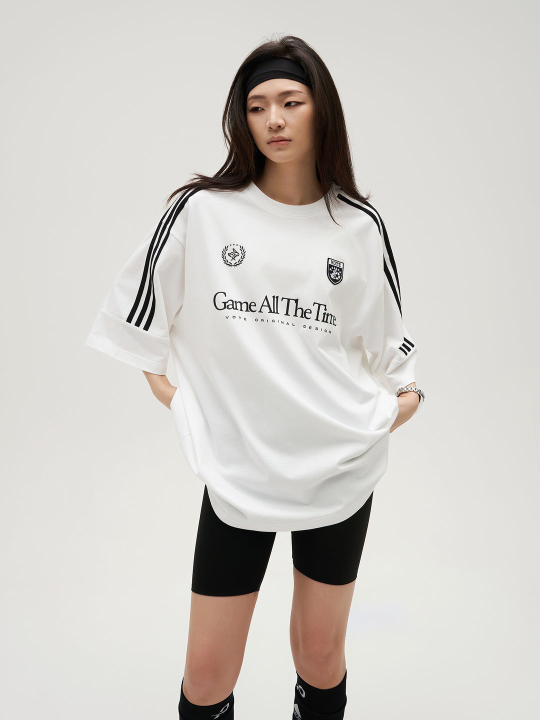 VOTE Black & White Striped Uniform Jersey Tee