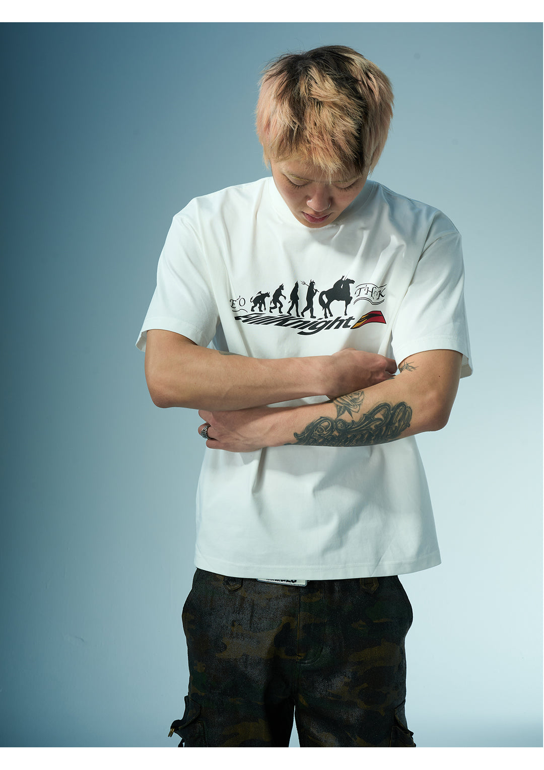 EVILKNIGHT(EK) Devil's Evolution Basic Letter Printed Tee | Face 3 Face