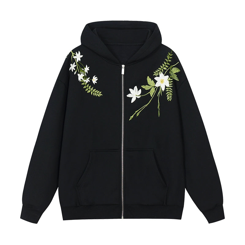 Harsh and Cruel Floral Garland Wreath Embroidered Hoodie | Face 3 Face