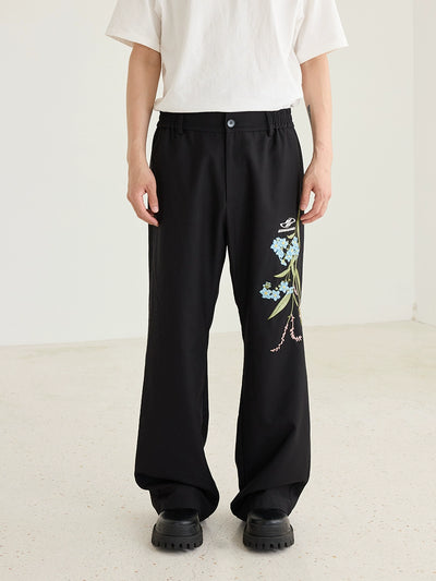 Harsh and Cruel Floral Embroidery 3D Slim Suit Pants | Face 3 Face