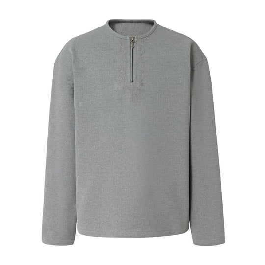 YADcrew Baroque Embroidered Half Zip Waffle Thermal Long Sleeve Tee | Face 3 Face