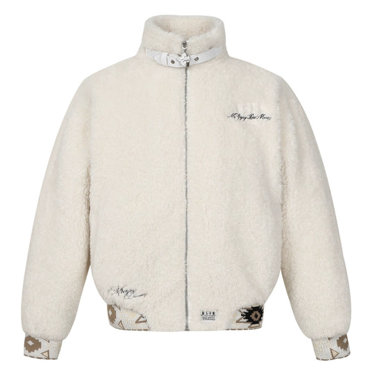 MEDM Ethnic Trim Belted Sherpa Jacket | Face 3 Face