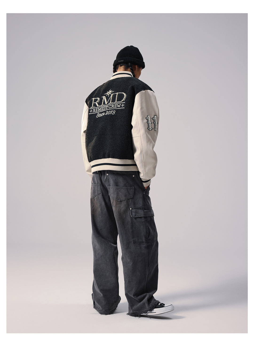 Remedy RMD Pearl Embroidered Leather Varsity Jacket | Face 3 Face