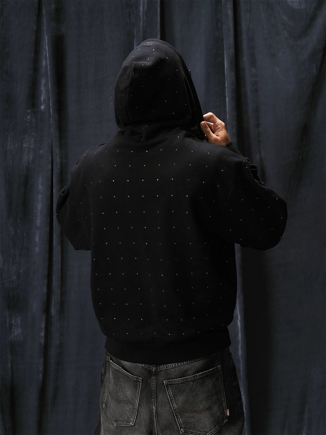 1807 Rhinestone Embellished Zip Up Hoodie | Face 3 Face