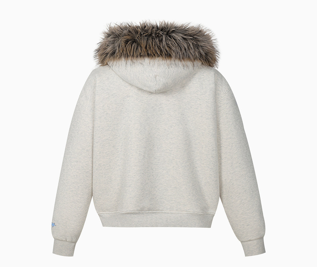 MEDM Faux Fur Lined Hooded Fur Zip Up Jacket | Face 3 Face