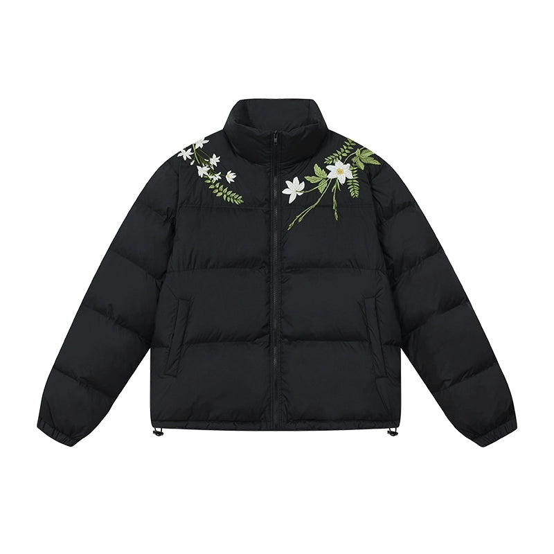 Harsh and Cruel Patchwork Wreath Embroidered Down Jacket | Face 3 Face