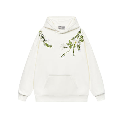 Harsh and Cruel Floral Garland Embroidered Text HACR Hoodie | Face 3 Face